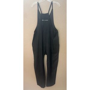 NWOT Black Women's Jumpsuit One Piece Romper, Suede Feel, Polyester‎ Sz L